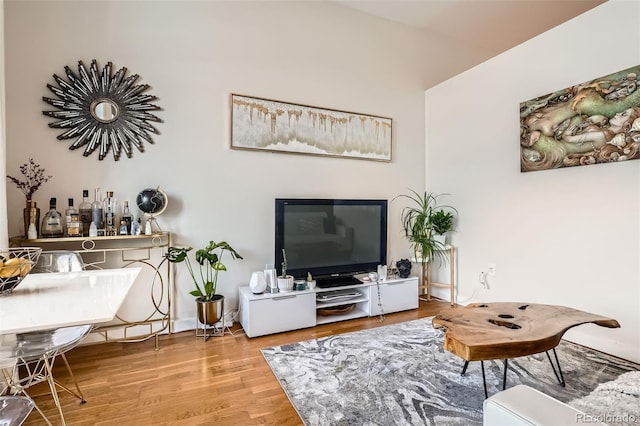 living room with wood finished floors