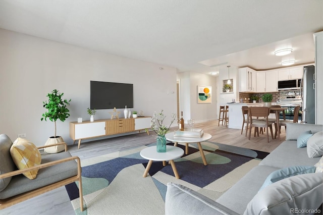 living room featuring light wood-type flooring