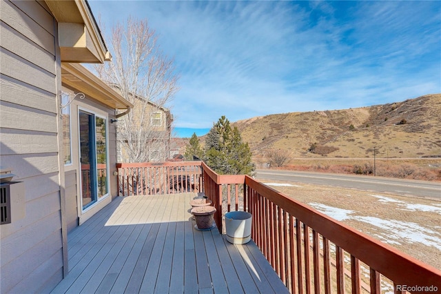 deck featuring a mountain view