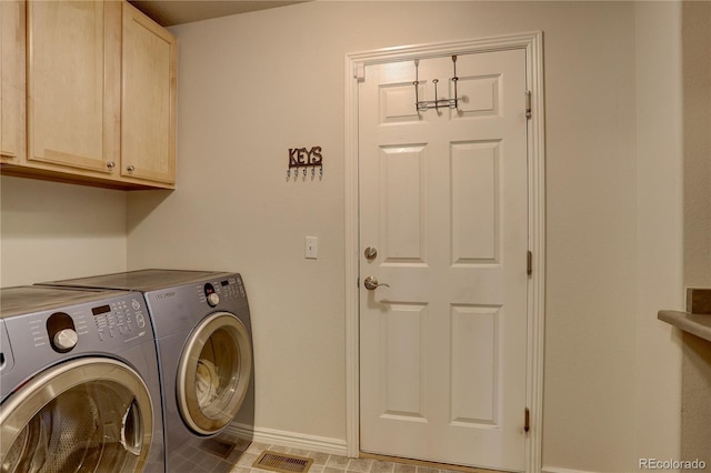 laundry area with cabinets and washer and dryer