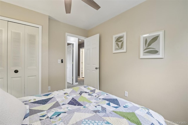 6514 Zinnia St, Arvada, CO 80004 - carpeted bedroom with a closet and a ceiling fan