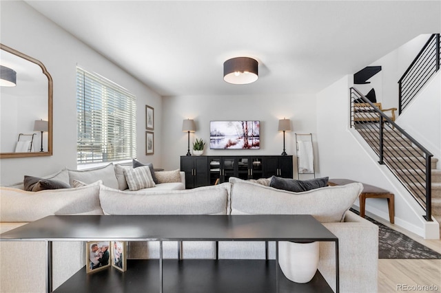 living room with hardwood / wood-style floors