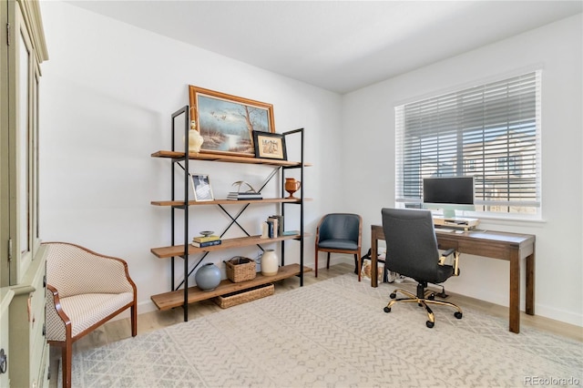 home office featuring light wood-type flooring