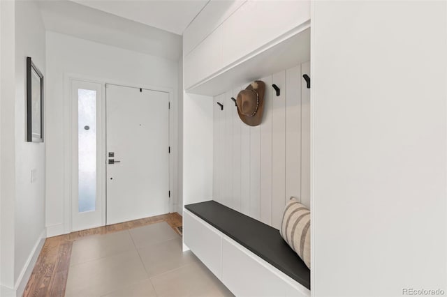 mudroom featuring light tile patterned floors