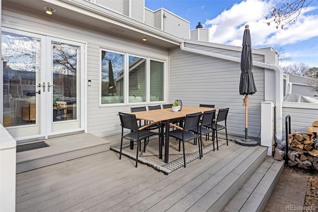 wooden deck with french doors