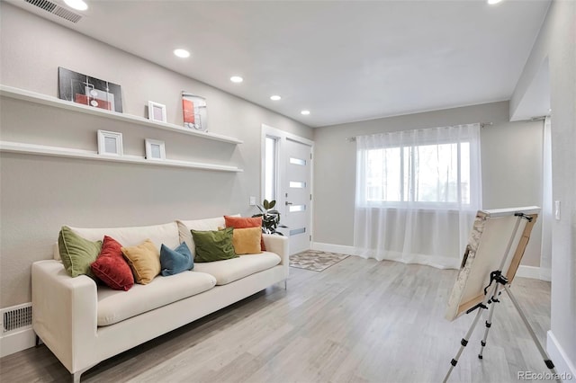 living room featuring light hardwood / wood-style flooring