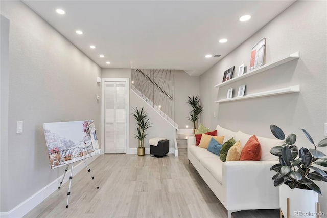 living room featuring light hardwood / wood-style floors