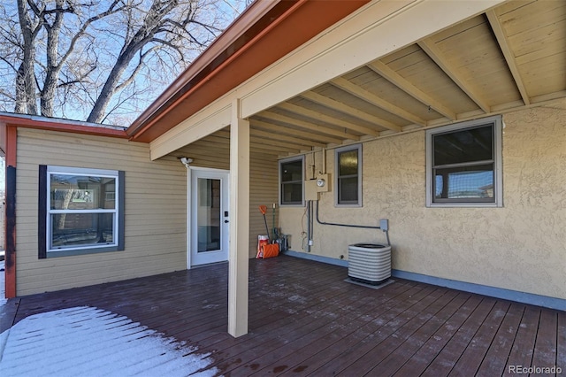 wooden deck with central AC