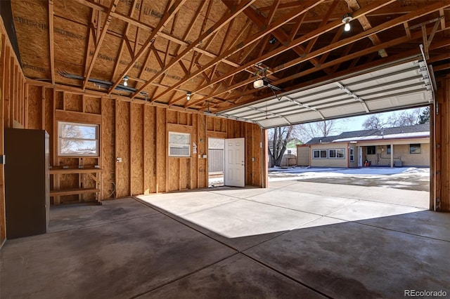 garage with a garage door opener