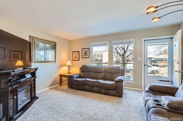 living room with carpet