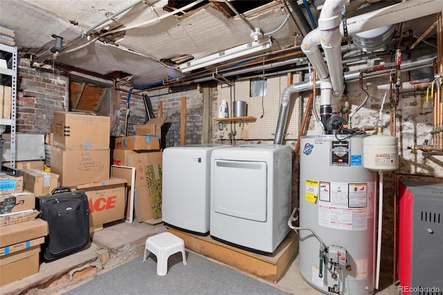 328 S Lincoln St, Denver, CO 80209 - unfinished basement featuring gas water heater and washing machine and clothes dryer