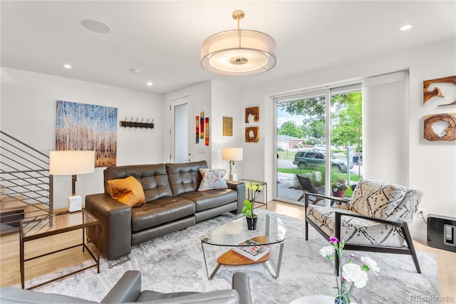 3612 Wyandot St, Denver, CO 80211 - living area featuring wood finished floors and recessed lighting