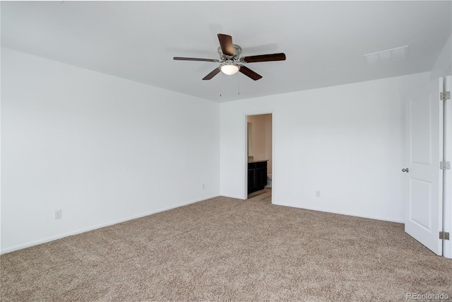 carpeted empty room with ceiling fan