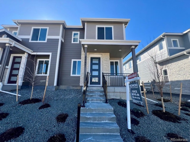 view of front of home featuring covered porch