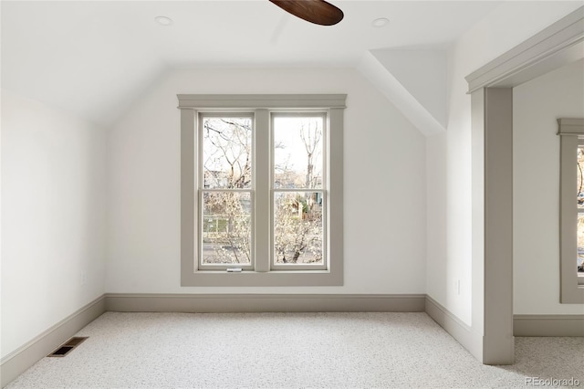 3142 W 26th Ave, Denver, CO 80211 - additional living space featuring a ceiling fan, vaulted ceiling, and baseboards