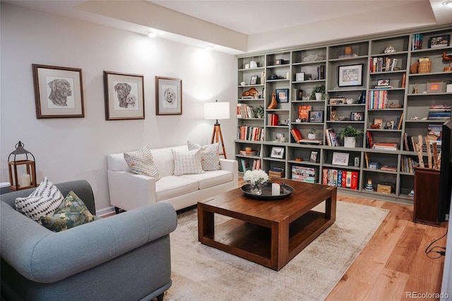 sitting room with light wood-style floors