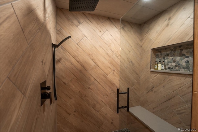 bathroom view of a tile shower
