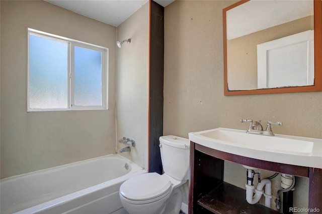 bathroom with shower / bath combination and toilet