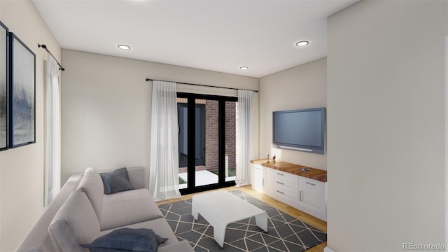 115 W 2nd Ave Unit 104, Denver, CO 80223 - living area featuring recessed lighting and light wood-style flooring