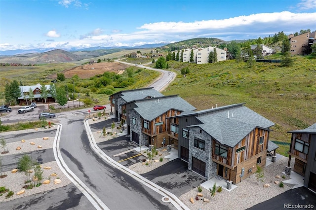 aerial view featuring a mountain view