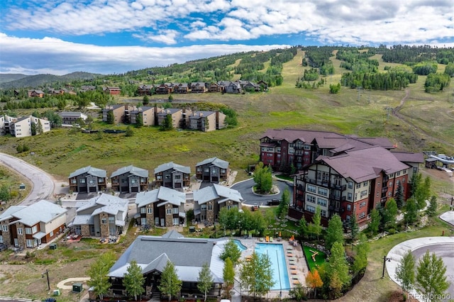 aerial view featuring a mountain view