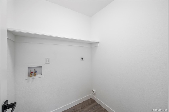 4903 W 11th Ave, Denver, CO 80204 - laundry area featuring washer hookup, dark wood-style flooring, and hookup for an electric dryer