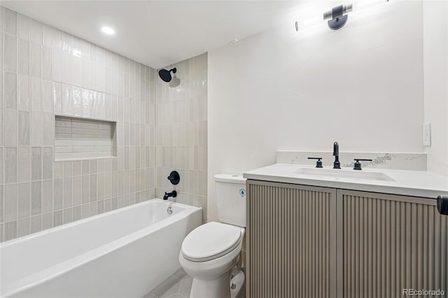 2391 Hudson St, Denver, CO 80207 - full bath with toilet, vanity, and bathing tub / shower combination