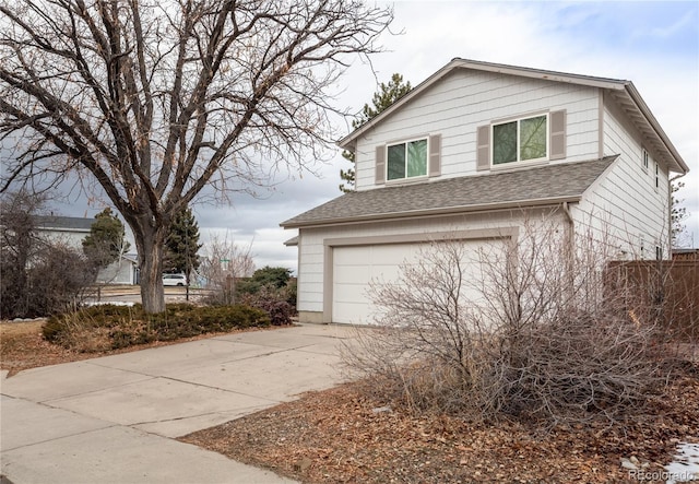 exterior space with a garage