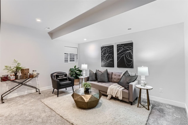 living room featuring carpet