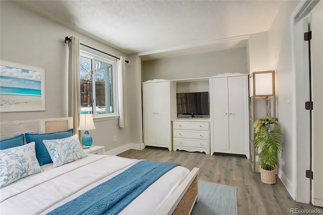 bedroom featuring light wood-type flooring