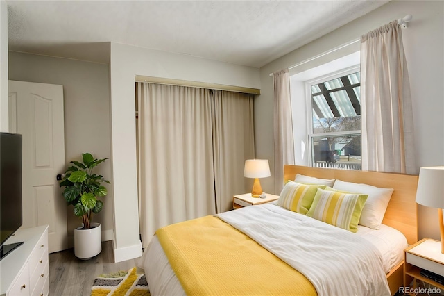 bedroom with hardwood / wood-style flooring