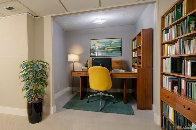 office featuring light colored carpet