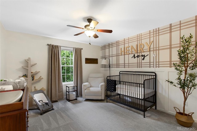 7027 Chestnut Hill St, Highlands Ranch, CO 80130 - carpeted bedroom with a nursery area and ceiling fan