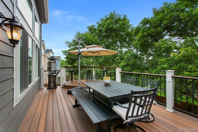 7027 Chestnut Hill St, Highlands Ranch, CO 80130 - wooden deck featuring outdoor dining area