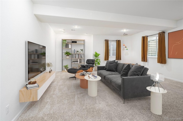 living room featuring carpet flooring