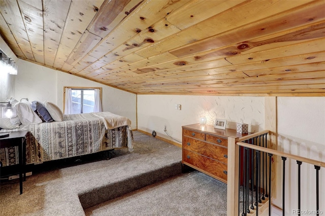 28251 Shadow Mountain Dr, Conifer, CO 80433 - carpeted bedroom with wooden ceiling and lofted ceiling
