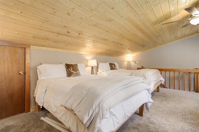 28251 Shadow Mountain Dr, Conifer, CO 80433 - bedroom with wooden ceiling, carpet flooring, and vaulted ceiling