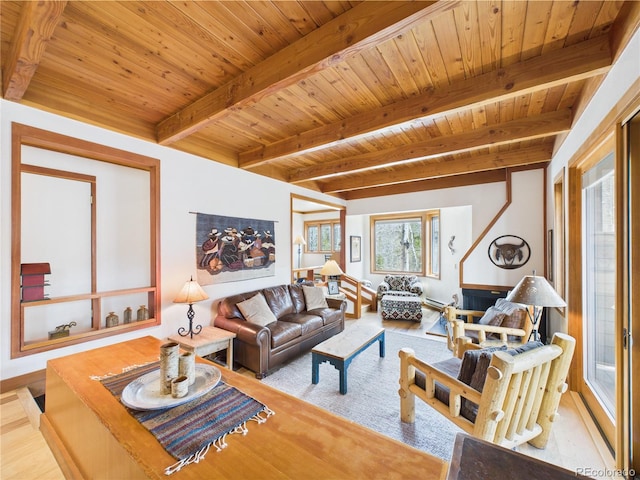 620 Tennis Club Rd Unit 1339, Dillon, CO 80435 - living area with a wood ceiling with exposed beams and wood finished floors