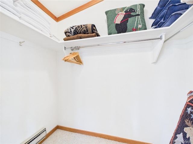 620 Tennis Club Rd Unit 1339, Dillon, CO 80435 - spacious closet featuring a baseboard heating unit and carpet flooring