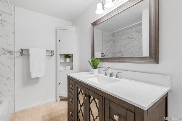 7068 E Briarwood Dr, Centennial, CO 80112 - bathroom featuring vanity, bathing tub / shower combination, and baseboards