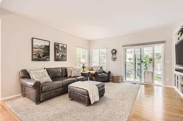 10230 Lauren Ct, Highlands Ranch, CO 80130 - living area featuring light wood finished floors and baseboards