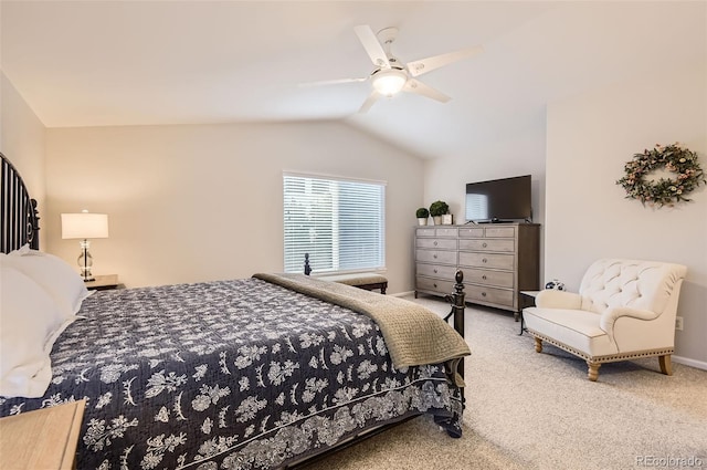 10230 Lauren Ct, Highlands Ranch, CO 80130 - carpeted bedroom featuring lofted ceiling, a ceiling fan, and baseboards