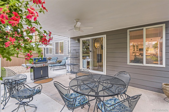 10230 Lauren Ct, Highlands Ranch, CO 80130 - view of patio with outdoor dining space, ceiling fan, and area for grilling