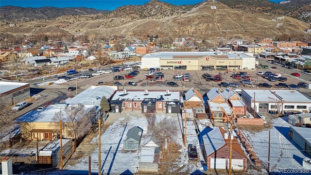 drone / aerial view with a mountain view