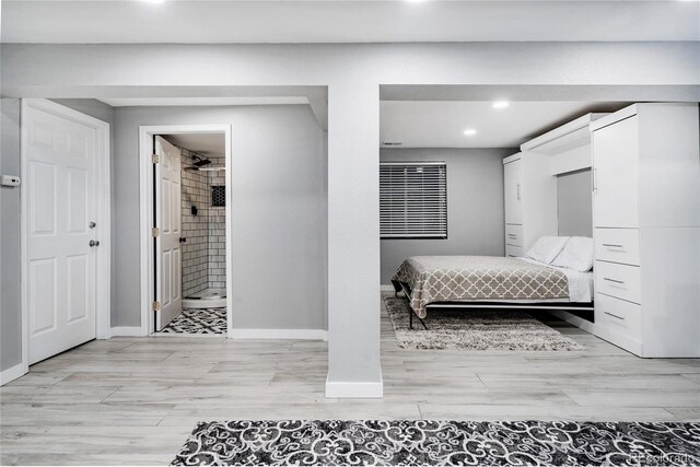 6386 S Pierson St, Littleton, CO 80127 - bedroom with recessed lighting, baseboards, light wood-type flooring, and ensuite bathroom