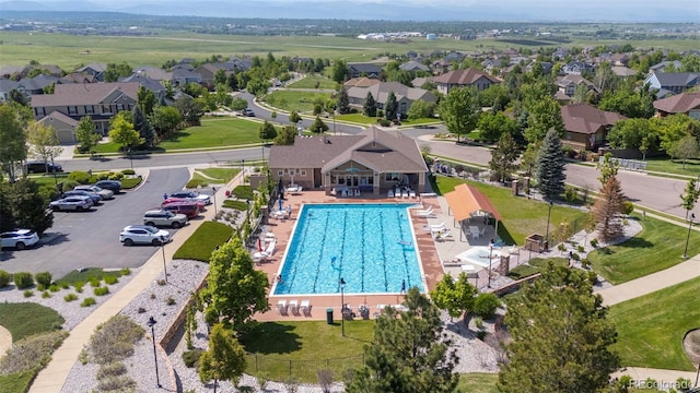 4887 Raven Run, Broomfield, CO 80023 - aerial view of residential area with a pool area