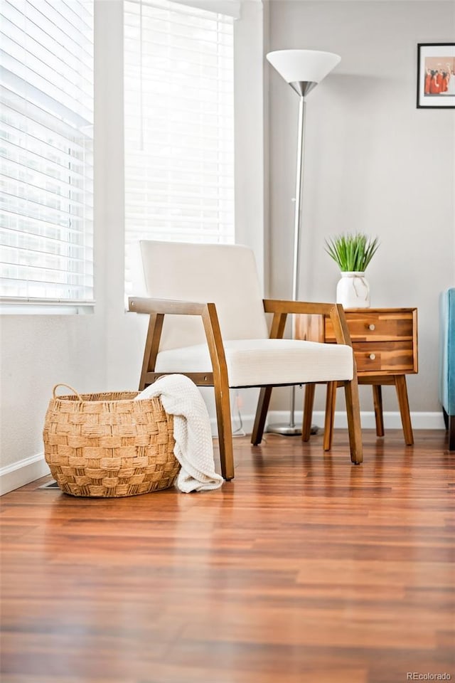 sitting room featuring wood-type flooring