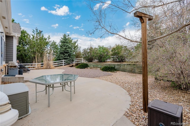 view of patio / terrace with grilling area and fence