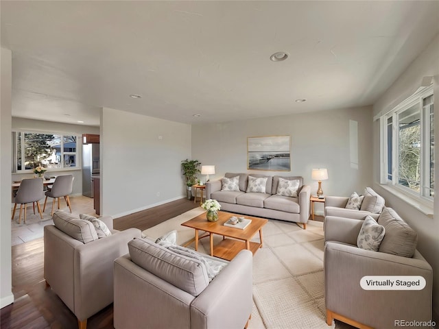 living room featuring light hardwood / wood-style flooring