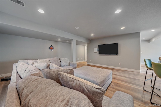 living room with light wood-type flooring